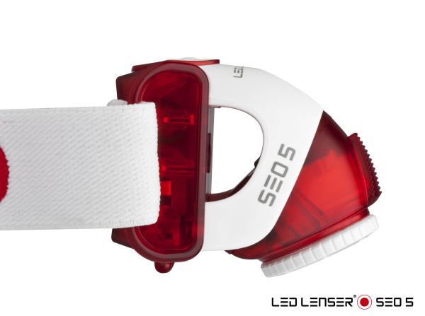 LED LENSER® SEO 5 Stirnlampe in Rot - schwenkbarer Kopf